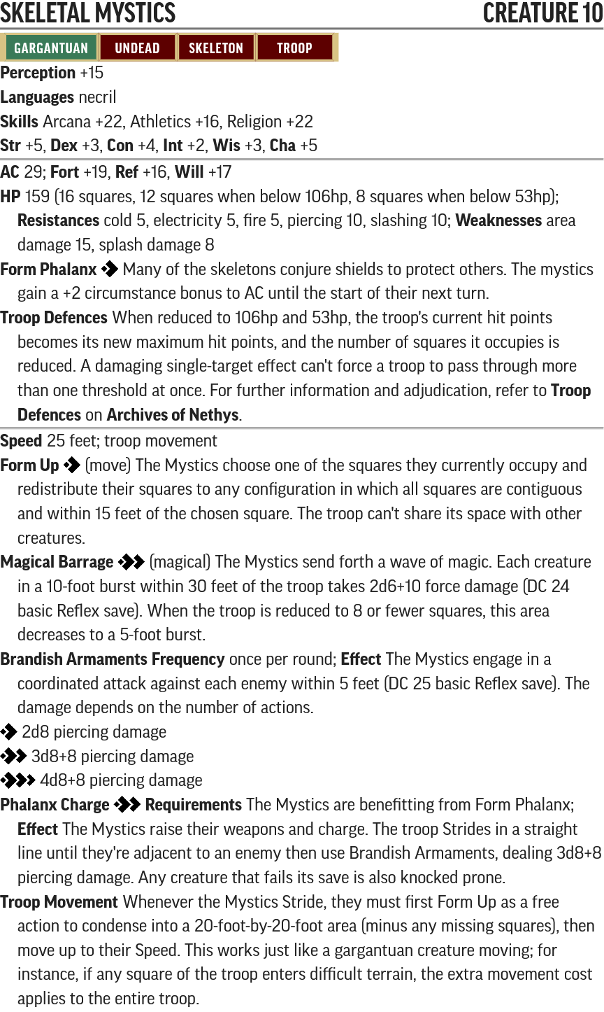 Skeletal Mystics stats